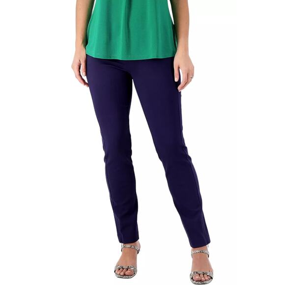 Isaac Mizrahi Live! Elements 24/7 Stretch Straight Pants, Dark Navy, Size Medium - Picture 1 of 7